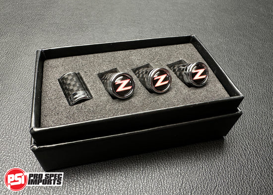 Carbon Fibre 'Z' Logo Valve Caps For Nissan Fairlady Z33 350Z, Z32 300ZX, Z34 370Z, Z31, 240Z, 260Z, 280Z