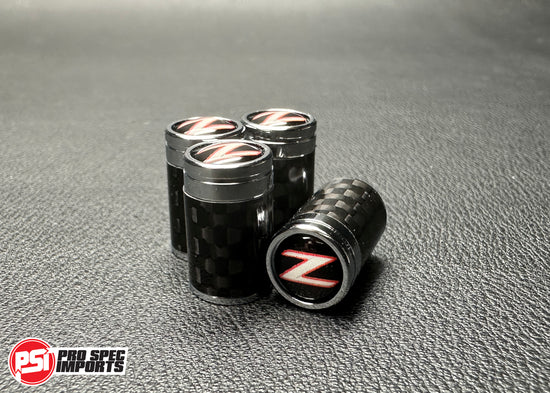 Carbon Fibre 'Z' Logo Valve Caps For Nissan Fairlady Z33 350Z, Z32 300ZX, Z34 370Z, Z31, 240Z, 260Z, 280Z