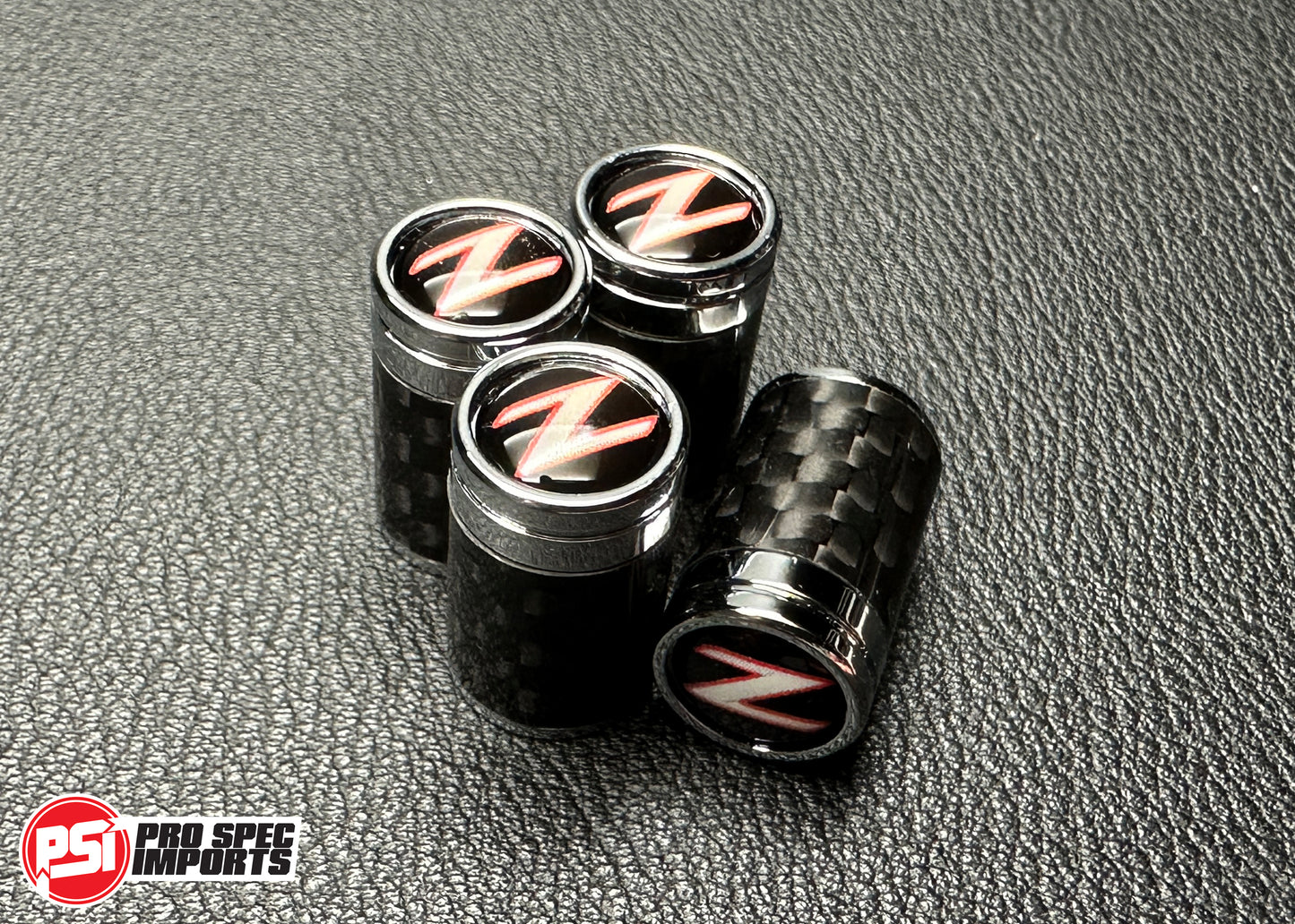 Carbon Fibre 'Z' Logo Valve Caps For Nissan Fairlady Z33 350Z, Z32 300ZX, Z34 370Z, Z31, 240Z, 260Z, 280Z