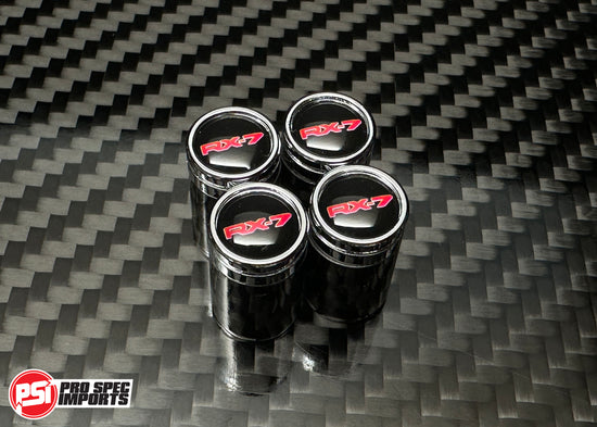 RX-7 Carbon Fibre Tire Valve Stem Caps For Mazda RX7, FD, FC, SA, FB, RX-7, 12A, 13B Rotary, Rotor, Wheel, tire, Gift