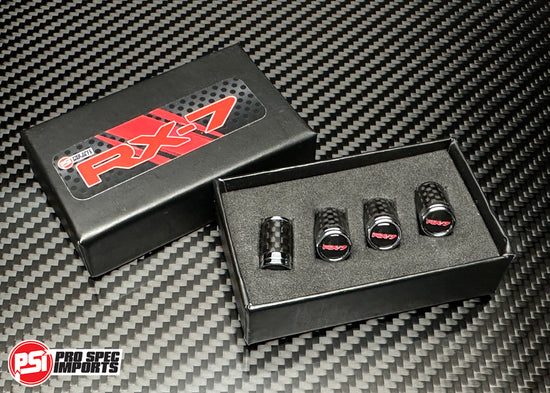 RX-7 Carbon Fibre Tire Valve Stem Caps For Mazda RX7, FD, FC, SA, FB, RX-7, 12A, 13B Rotary, Rotor, Wheel, tire, Gift